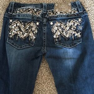 Miss Me Dark Blue Sequin Boot Cut Jeans